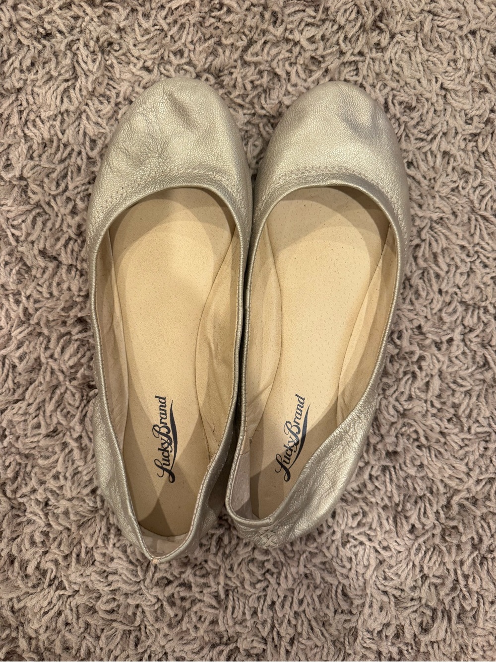 Lucky Brand Metallic Gold Leather Ballet Flats